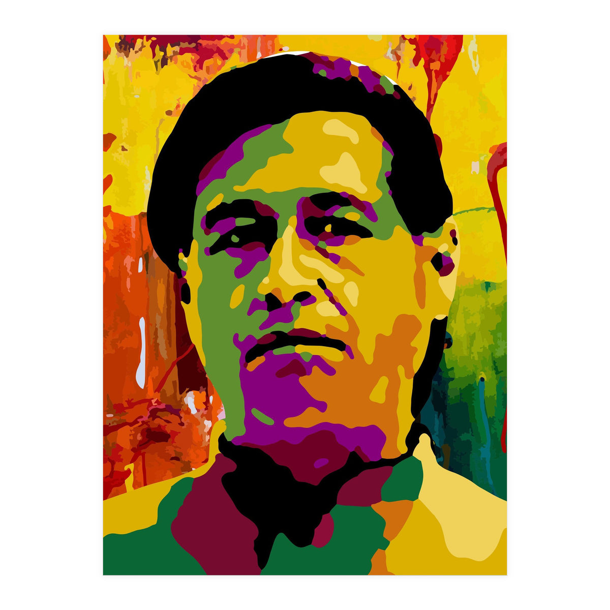Cesar Chavez Colorful Abstract Art (Print Only)