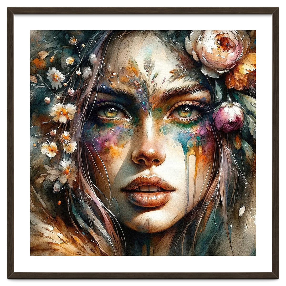 Floral Forest Druid Woman Portrait