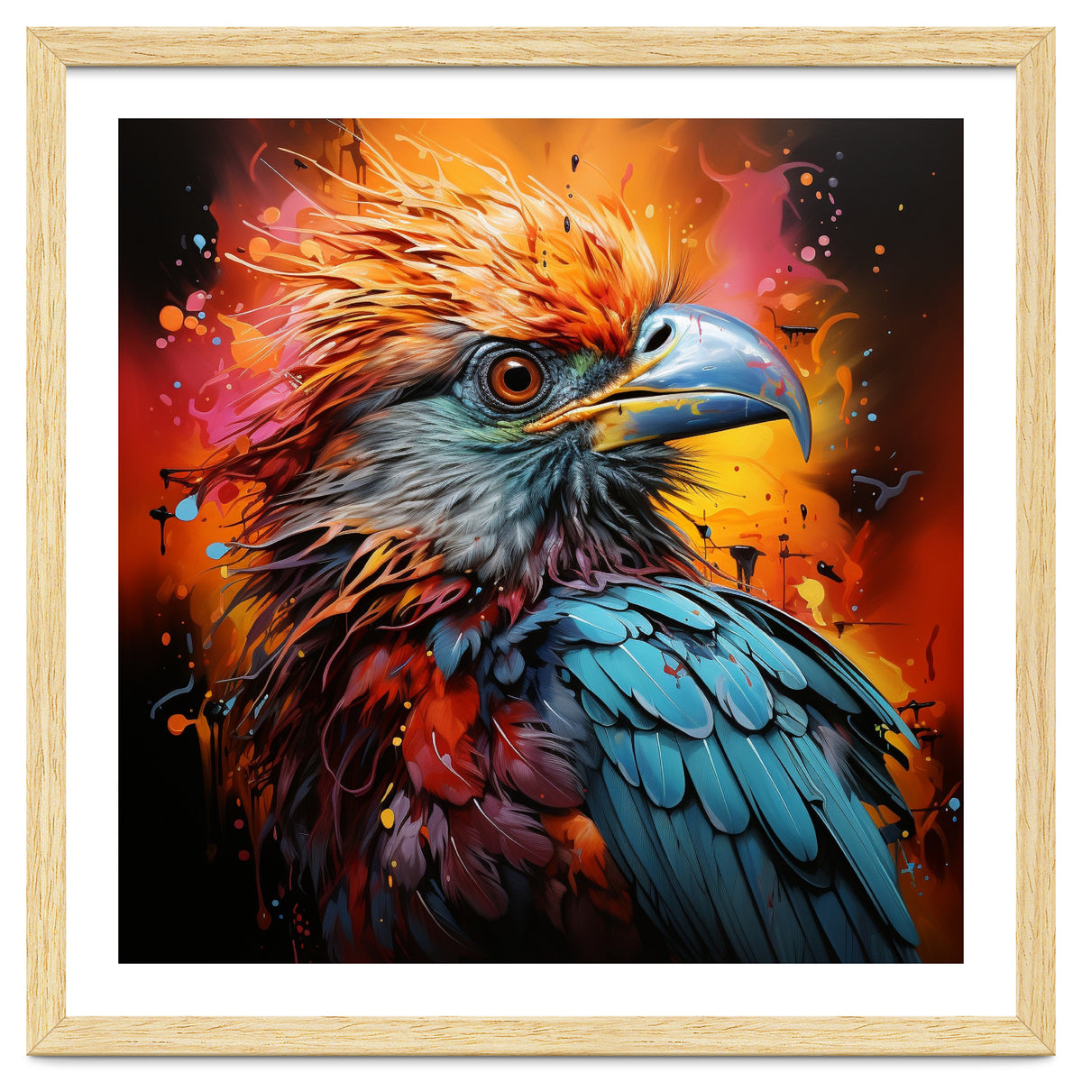Vibrant Eagle Portrait Abstract Colorful Splatter Art