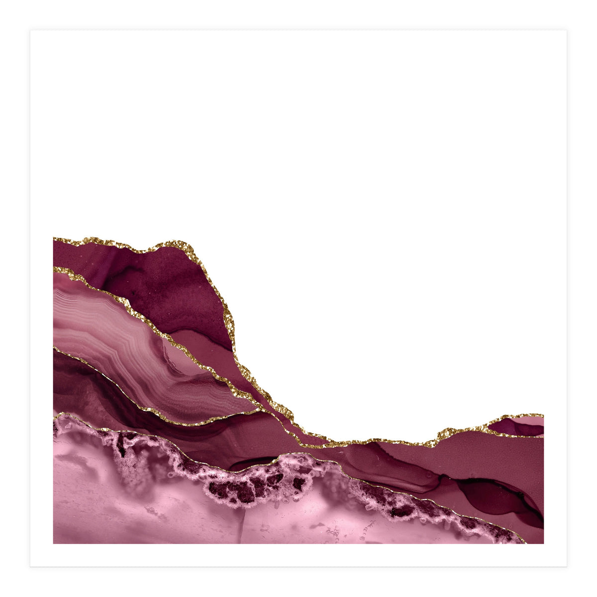 Burgundy & Gold Agate Texture 23  (Print Only)