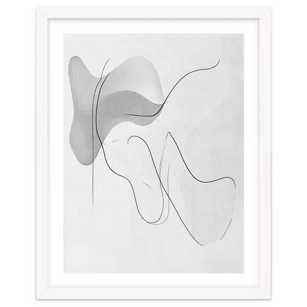 Abstract Black And White Flowing Lines And Shapes