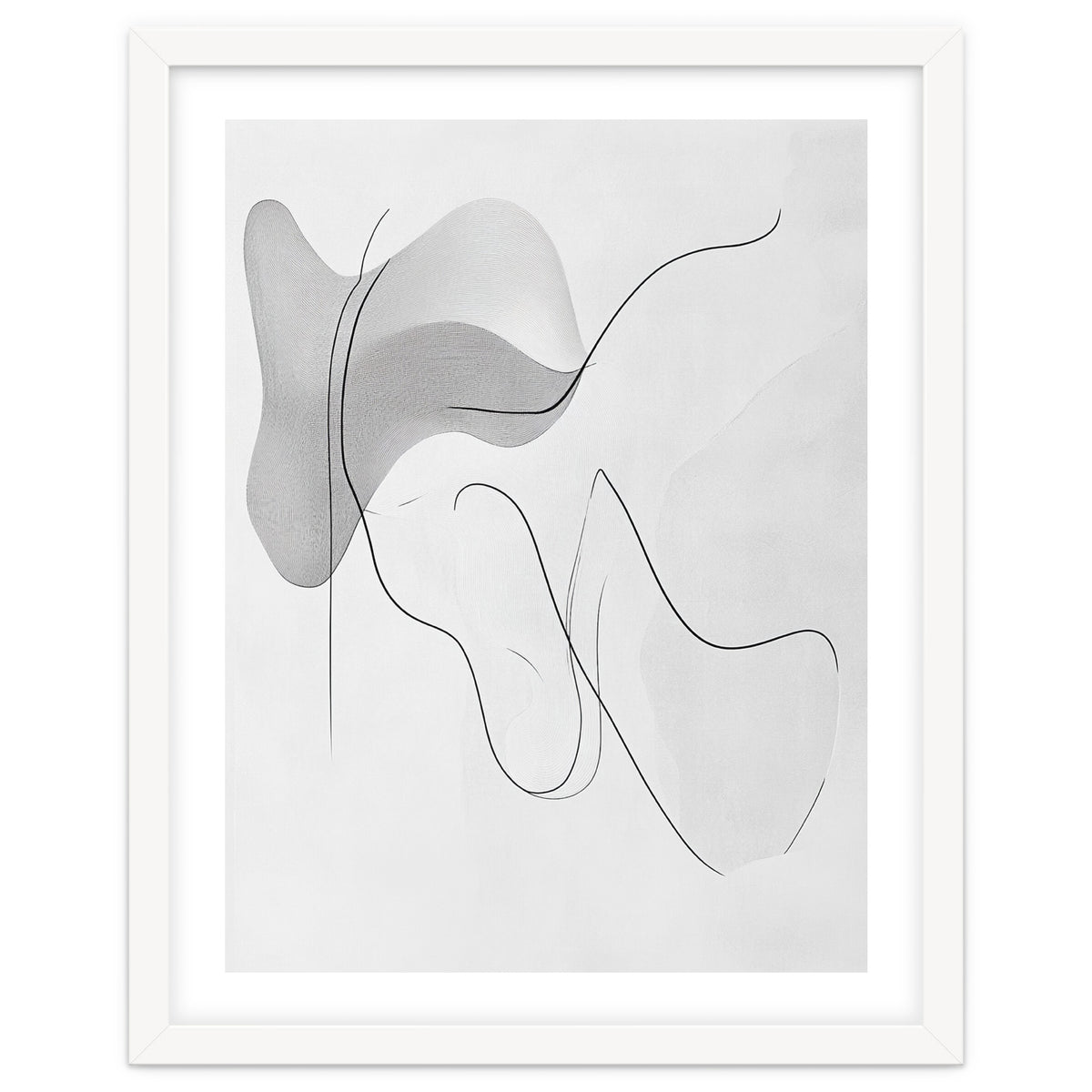 Abstract Black And White Flowing Lines And Shapes