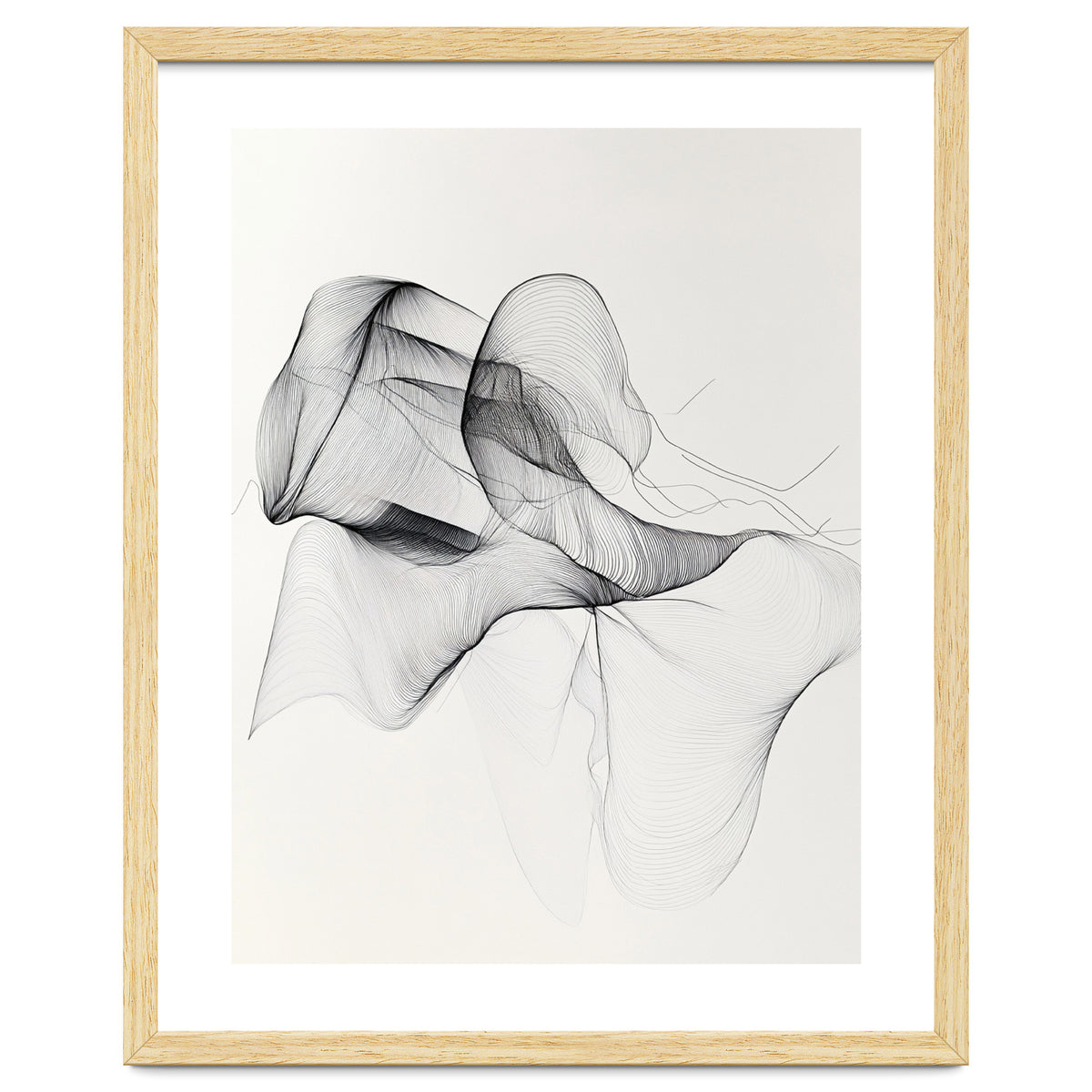Abstract Black And White Flowing Lines Art