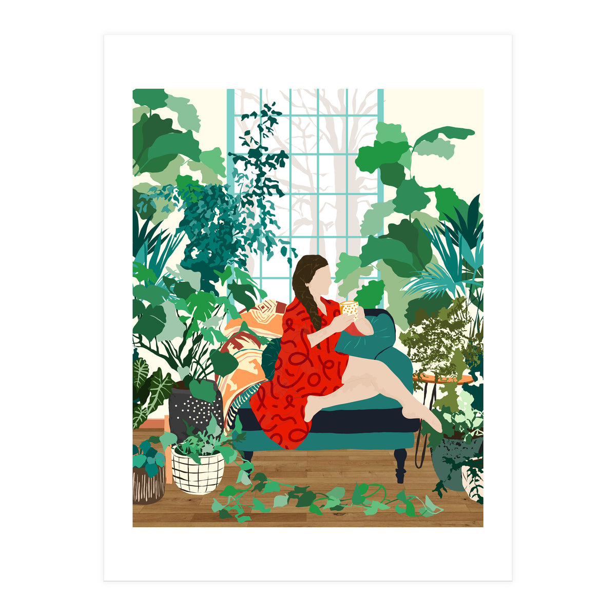 Introspection, Urban Jungle Bohemian Decor Plants, Self Care Plant Lady, Self Love Retrospection Analyse Positivity Mindset Fashion (Print Only)