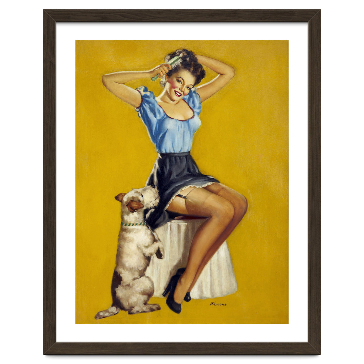 Pinup Woman Posing With Her Dog