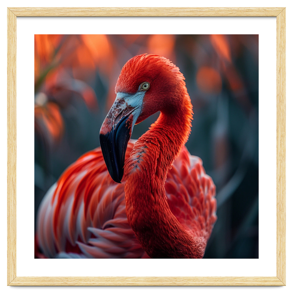 Vibrant Flamingo Close Up Portrait Outdoor Nature