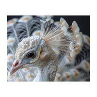 Close Up Albino Peacock Bird Portrait (Print Only)