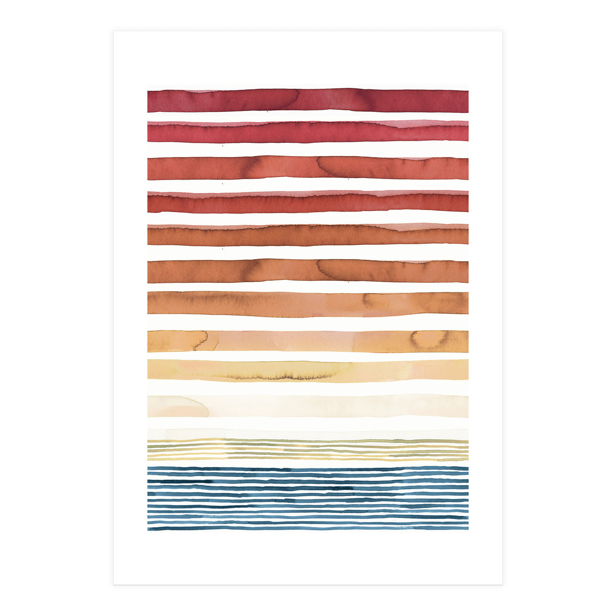 Watercolour Sunset Stripes Orange (Print Only)