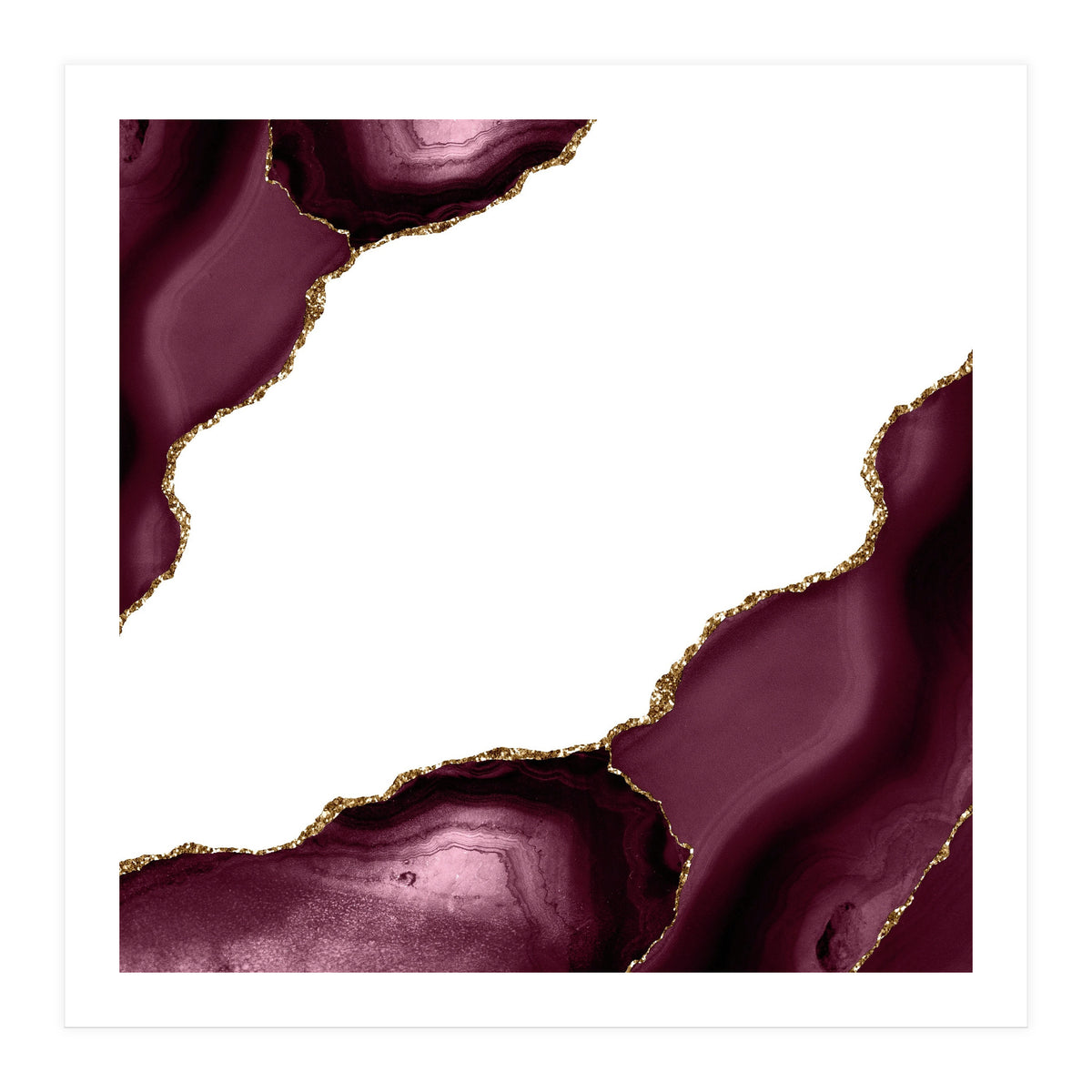 Burgundy & Gold Agate Texture 22  (Print Only)