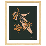 The Blooming Touch, Botanical Vintage Illustration, Dark Blush Bohemian Painting, Plants Nature Eclectic Classy Scandinavian thumbnail