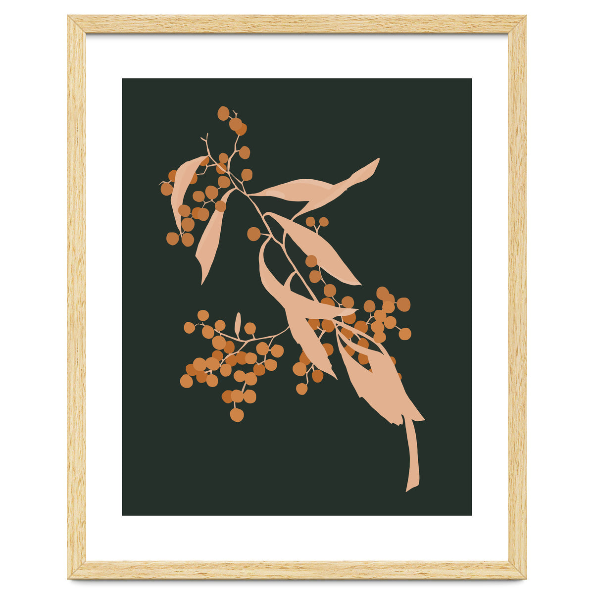 The Blooming Touch, Botanical Vintage Illustration, Dark Blush Bohemian Painting, Plants Nature Eclectic Classy Scandinavian