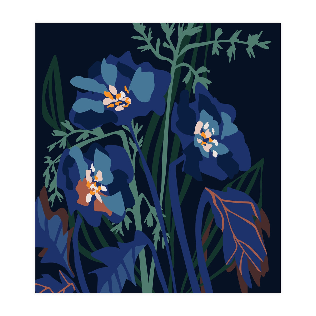 Wild Flowers Dark Midnight (Print Only)