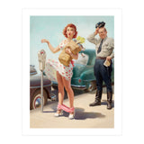 Sexy Pinup Shopping Girl And A Sudden Wind (Print Only) thumbnail