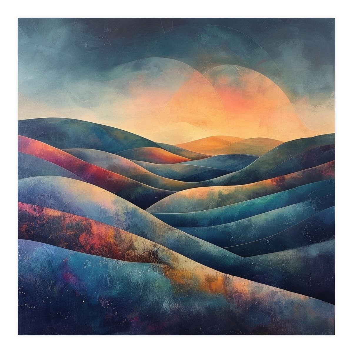 Abstract Ethereal Rolling Hills at Sunset (Print Only)