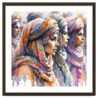 Tuareg Women Procession Watercolor