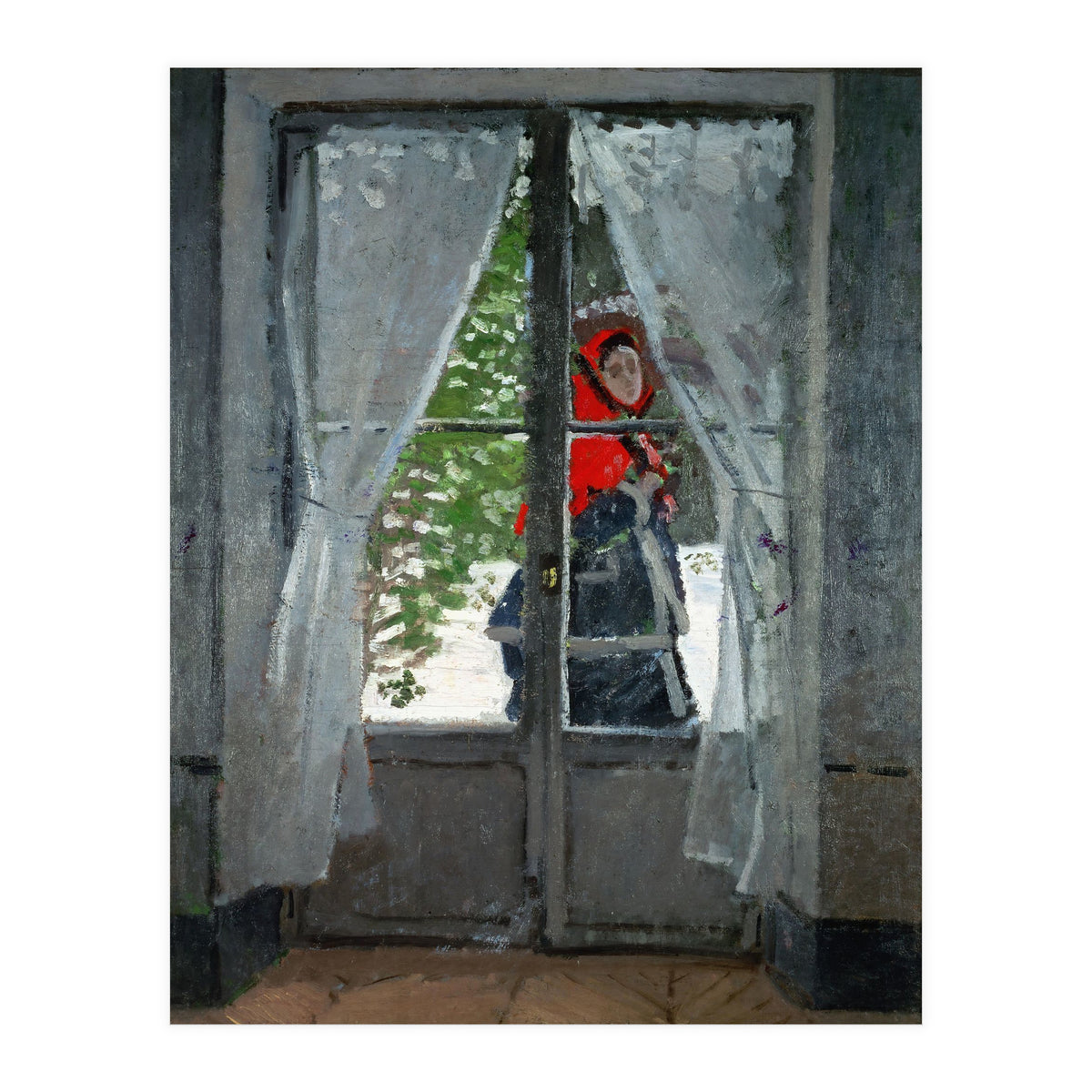 Mme. Monet with a red hat called &quot; The Red Kerchief&quot, ca. 1870. (Print Only)