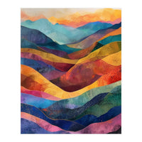 Jewel-Toned Abstract Mountain Landscape Wall Art (Print Only)