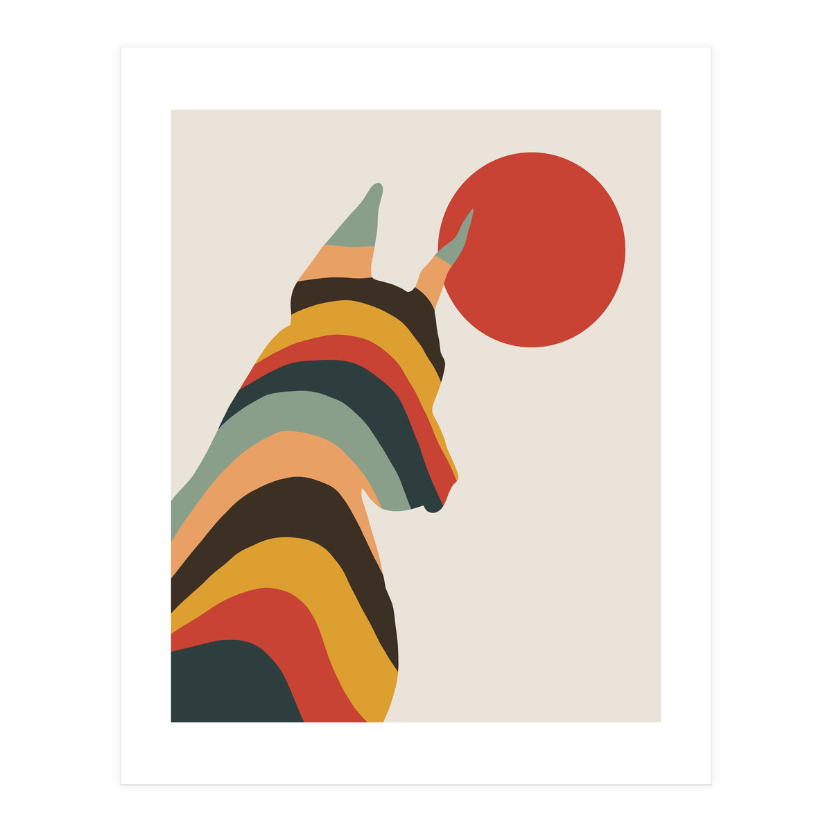 Dog Years, Rainbow Bohemian Animal, Pets Rise Dogs Retro, Eclectic Contemporary Solo (Print Only)