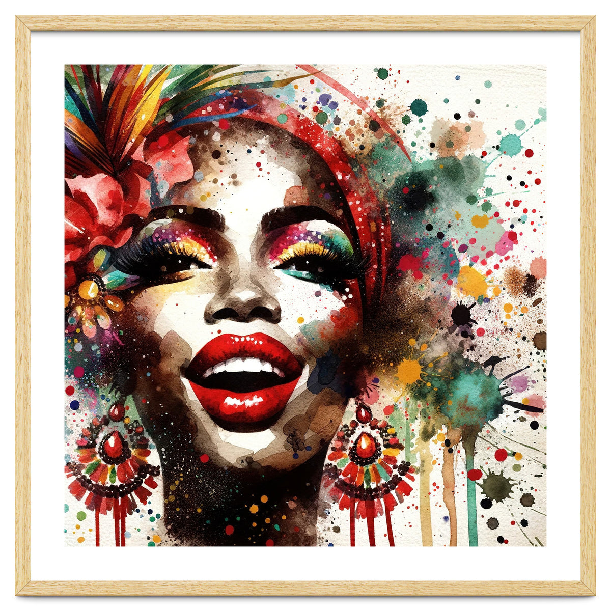 Brazilian Carnival Watercolor Portrait