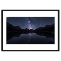 Starlit Reflection: Milky Way Over Mountain Lake