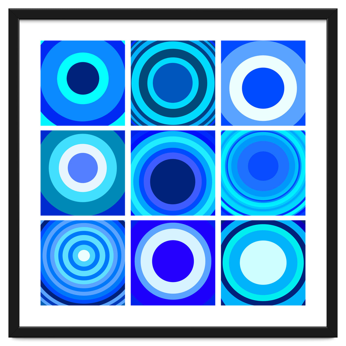 Circles & Rectangles Alt Blue 3 X 3: 4