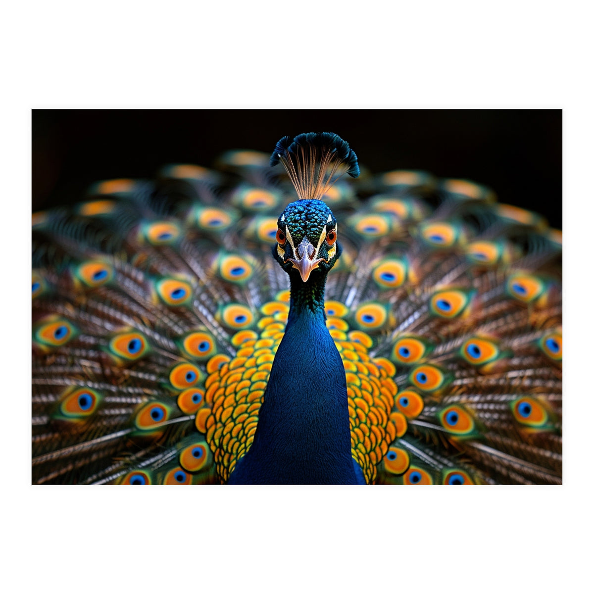 Close Up Peacock Displaying Its Feathers (Print Only)