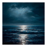 Ethereal Moonlight Over Midnight Ocean Waves (Print Only) thumbnail