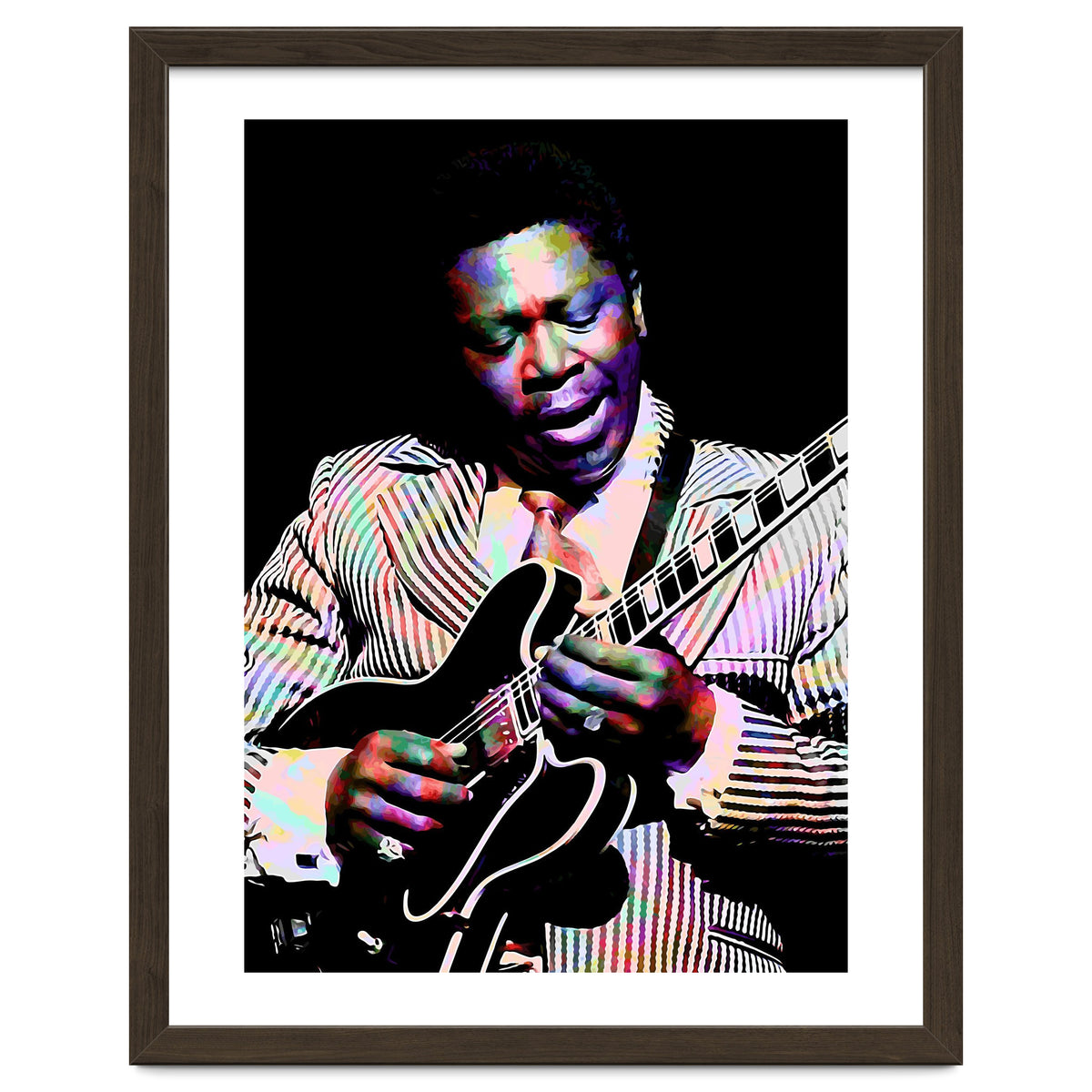 BB King. American Blues Guitarist in Colorful Art