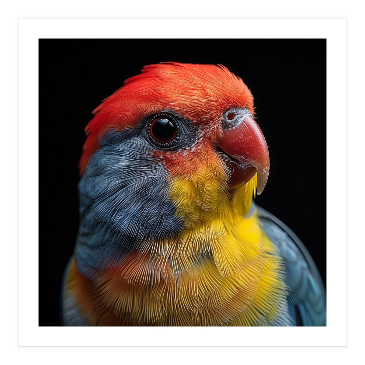 Close Up Colorful Parrot Portrait Vivid Plumage (Print Only)