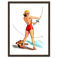 Pinup Girl Fishing On The Coast