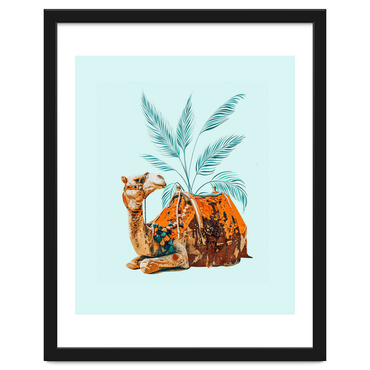 Camel Ride, Modern Bohemian Eclectic Animals, India Culture Travel Palm Desert Painting