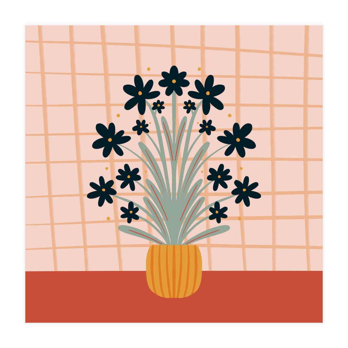 Floral Vase Orange (Print Only)