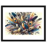 Kingfisher And Songbirds In Peacock Feathers thumbnail