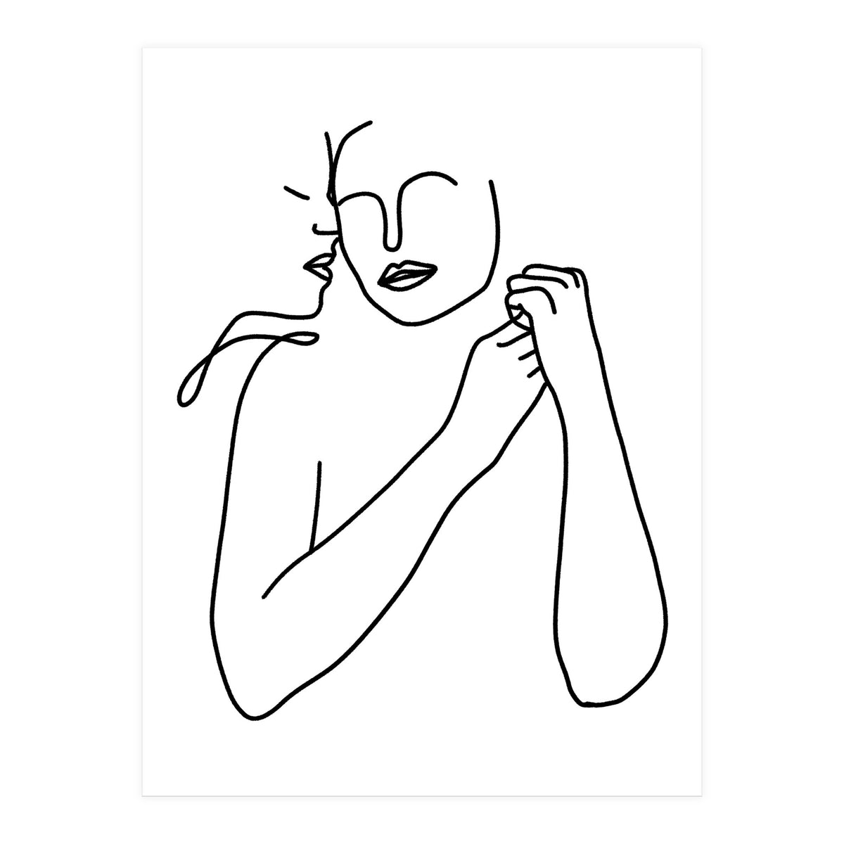 Eternally Connected, Abstract Line Art Love, Sketch Drawing Minimal, Eclectic Human Couple Connection Minimalism Concept (Print Only)