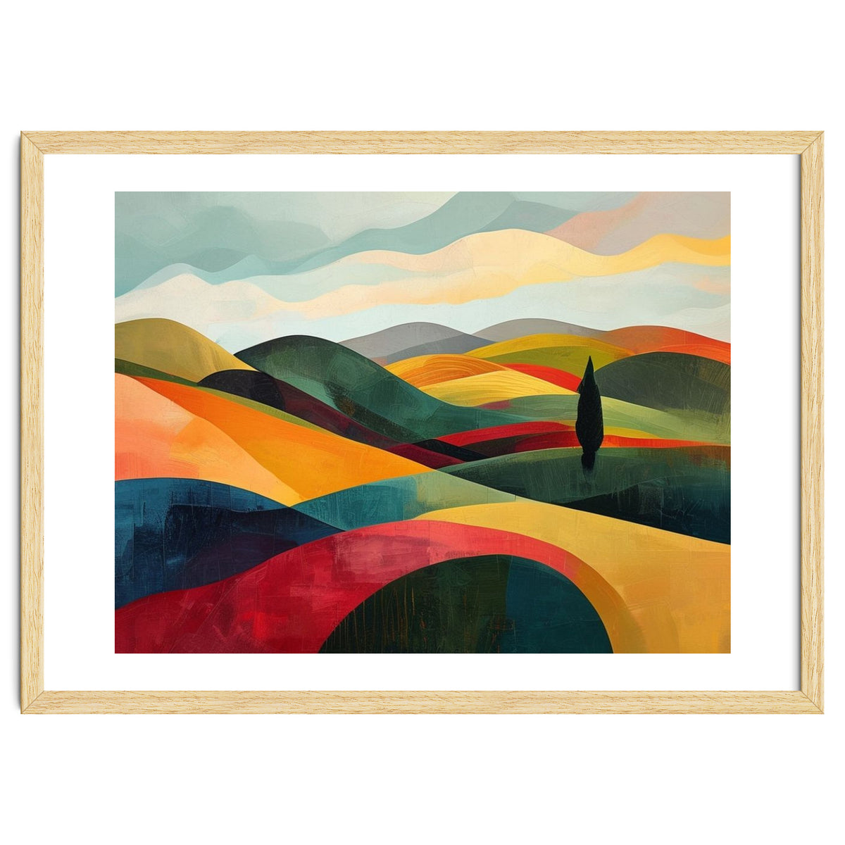 Abstract Tuscan Hills Landscape Painting