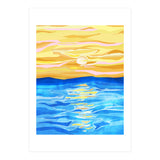 Sunsets & Romance, Ocean Watercolor Painting, Mosaic Eclectic Nature Landscape, Modern Boho Travel (Print Only) thumbnail