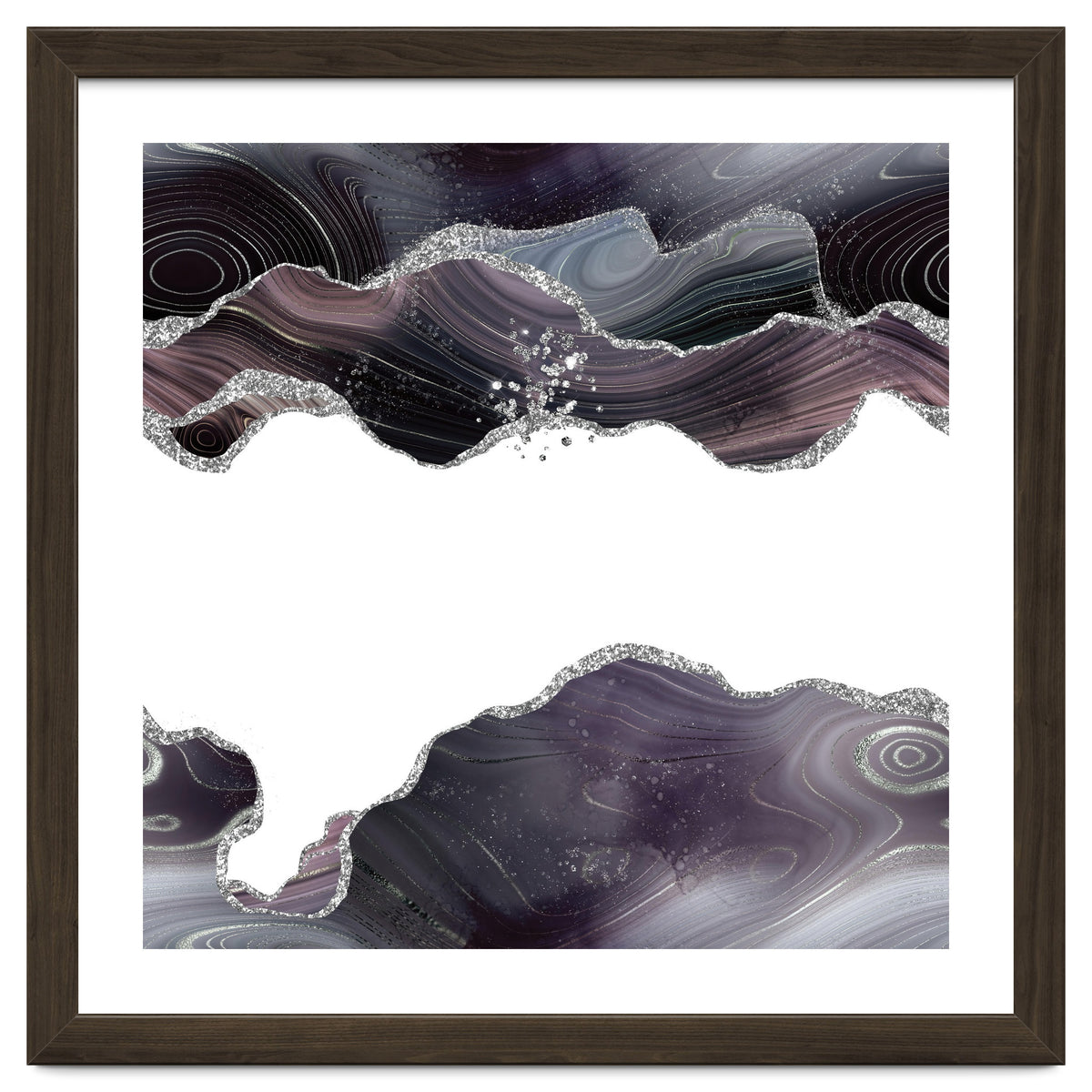 Black & Silver Glitter Agate Texture 07