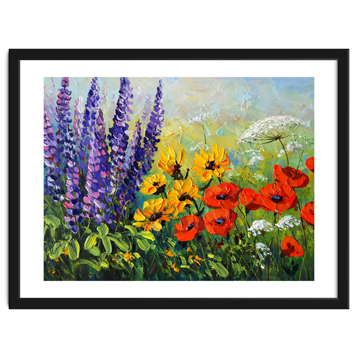 Radiant Summer Wildflower Meadow Oil Painting