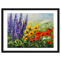 Radiant Summer Wildflower Meadow Oil Painting