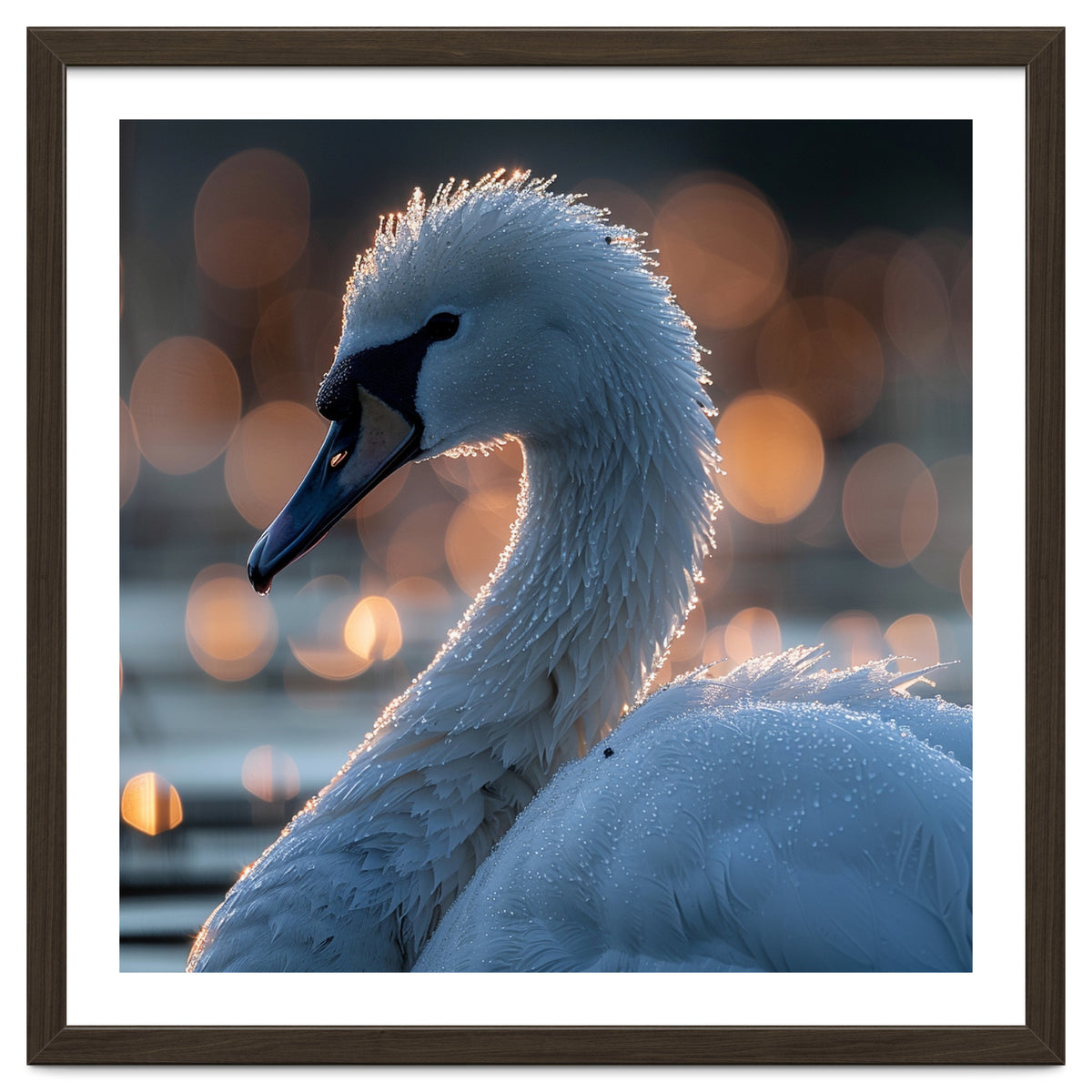 Close-up Shot of a Swan with Water Droplets