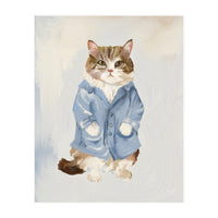 Sir James fluffy Tom cat in his blue pajamas oils (Print Only)