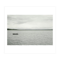 A boy pedaling the Board on the Lake - Iceland (Print Only)