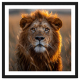 Majestic Lion Face In Golden Hour Sunlight thumbnail