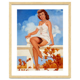 Beautiful Pinup Girl Posing On A Fence thumbnail