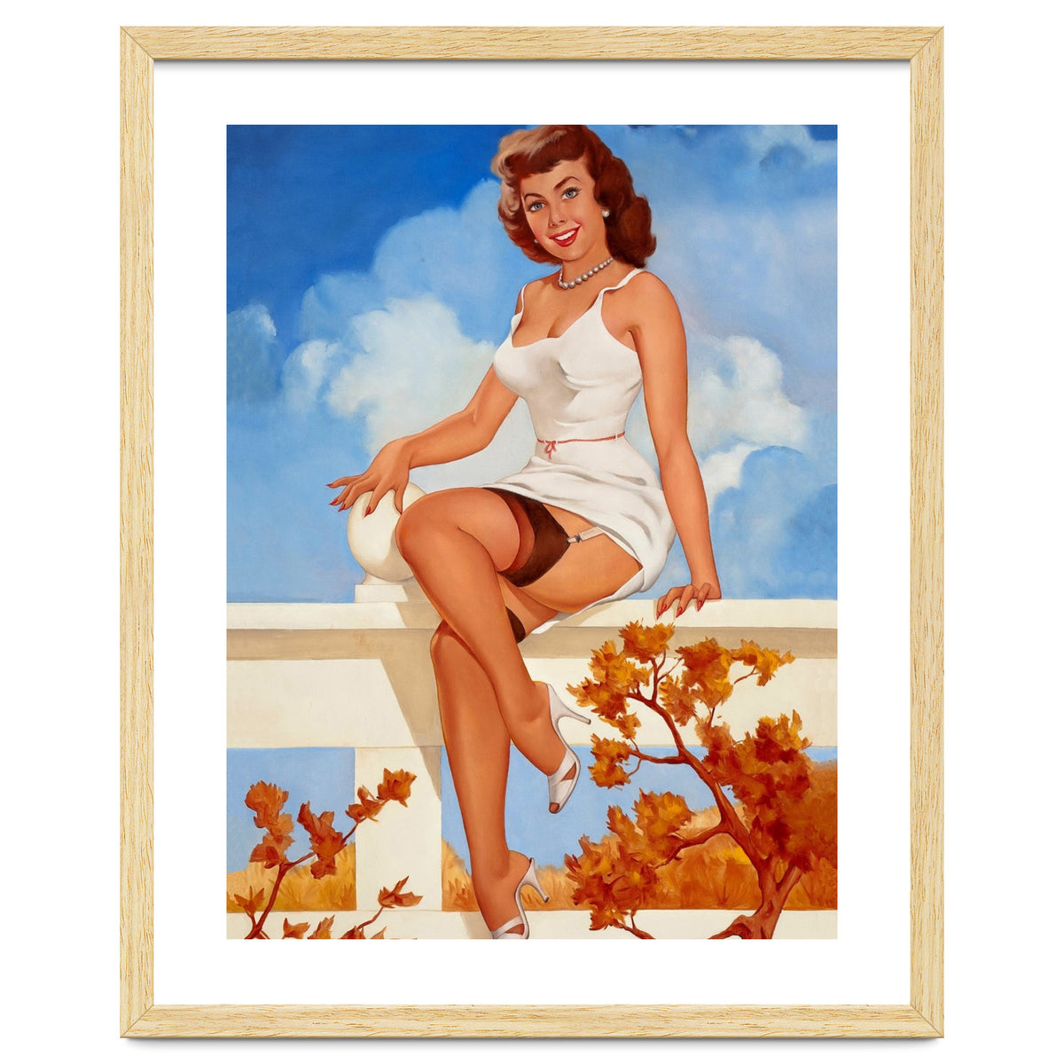 Beautiful Pinup Girl Posing On A Fence