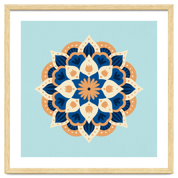 Mandala flower - orange and blue