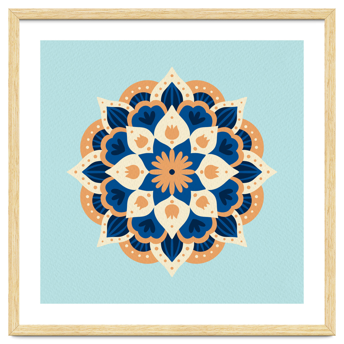 Mandala flower - orange and blue