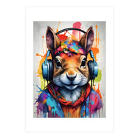 Squirrel In Headphones (Print Only)