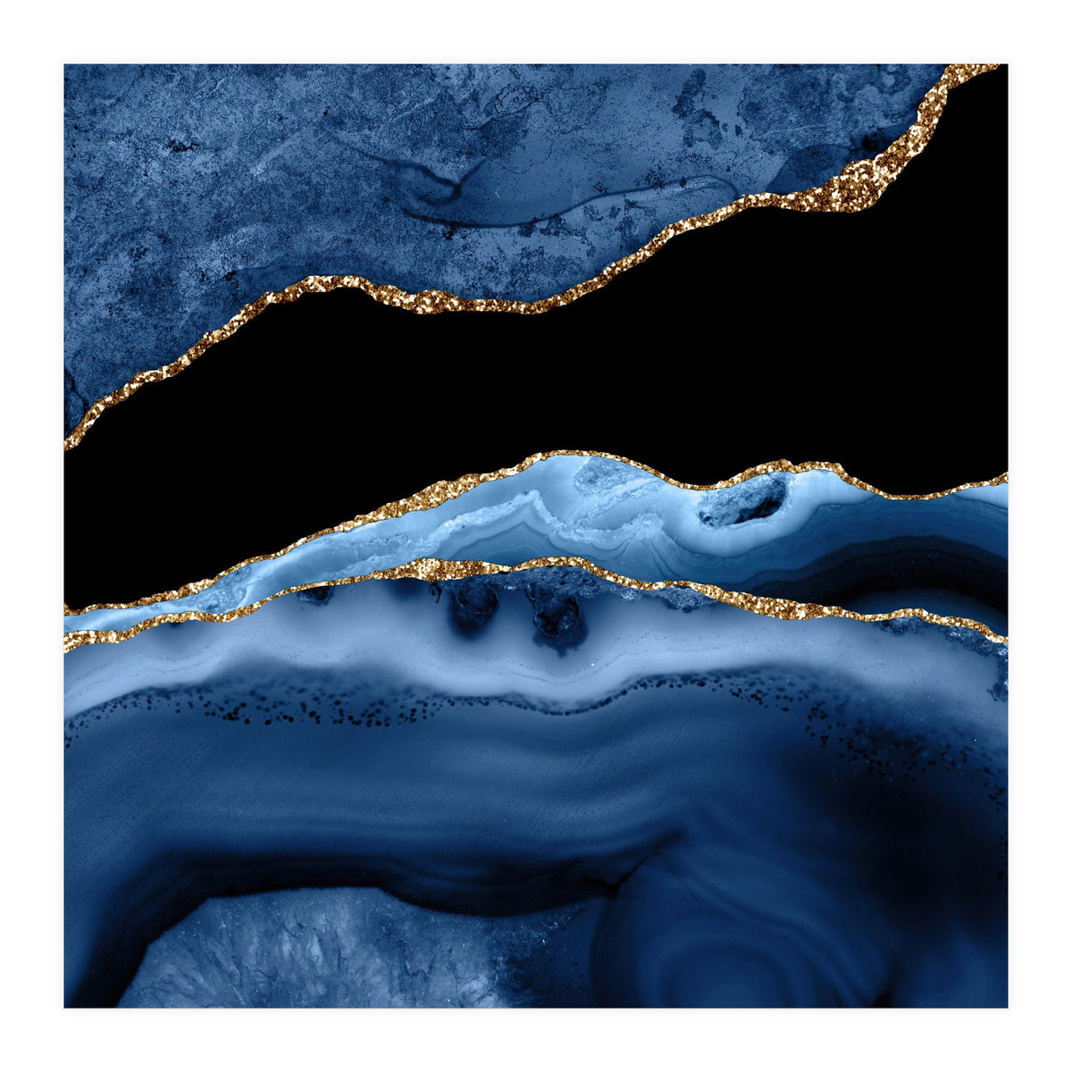 Navy & Gold Agate Texture 13  (Print Only)