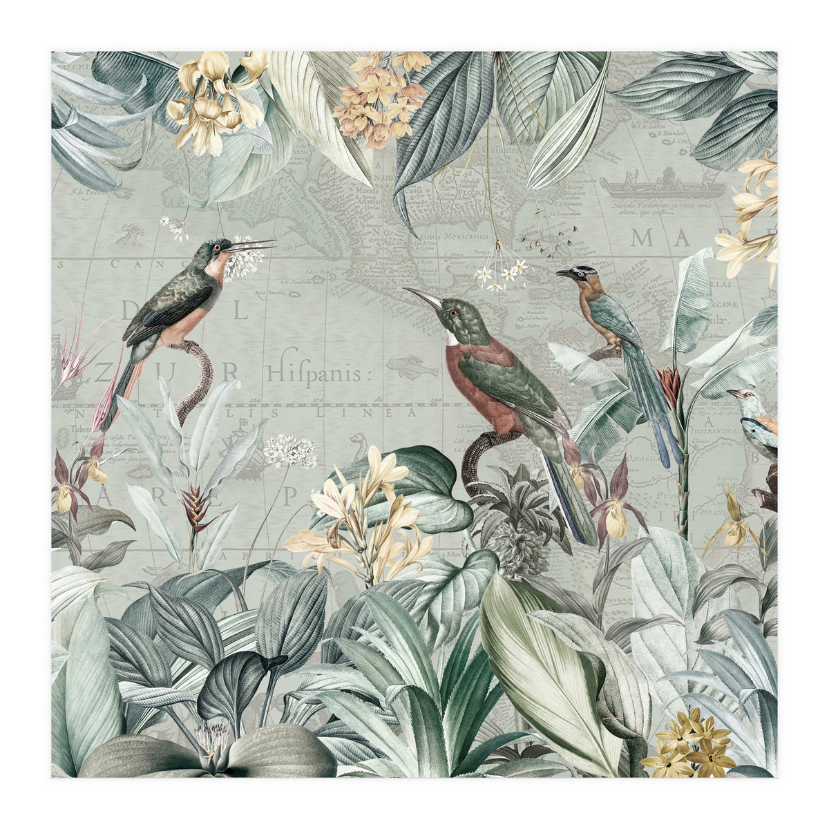 Vintage Exotic Birds Paradise Jungle (Print Only)